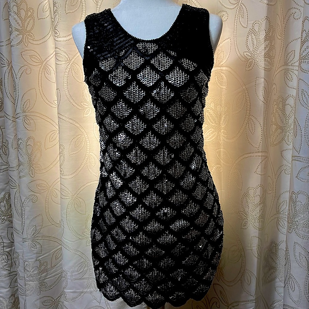 Black and Silver sequin dress